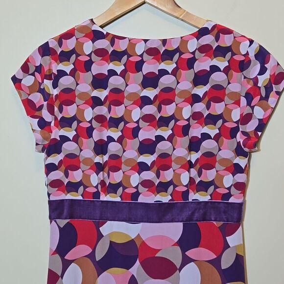 Boden Limited Edition Y2K Silk Babydoll Dress Size 6 Geometric Rockabilly Retro - Picture 14 of 16